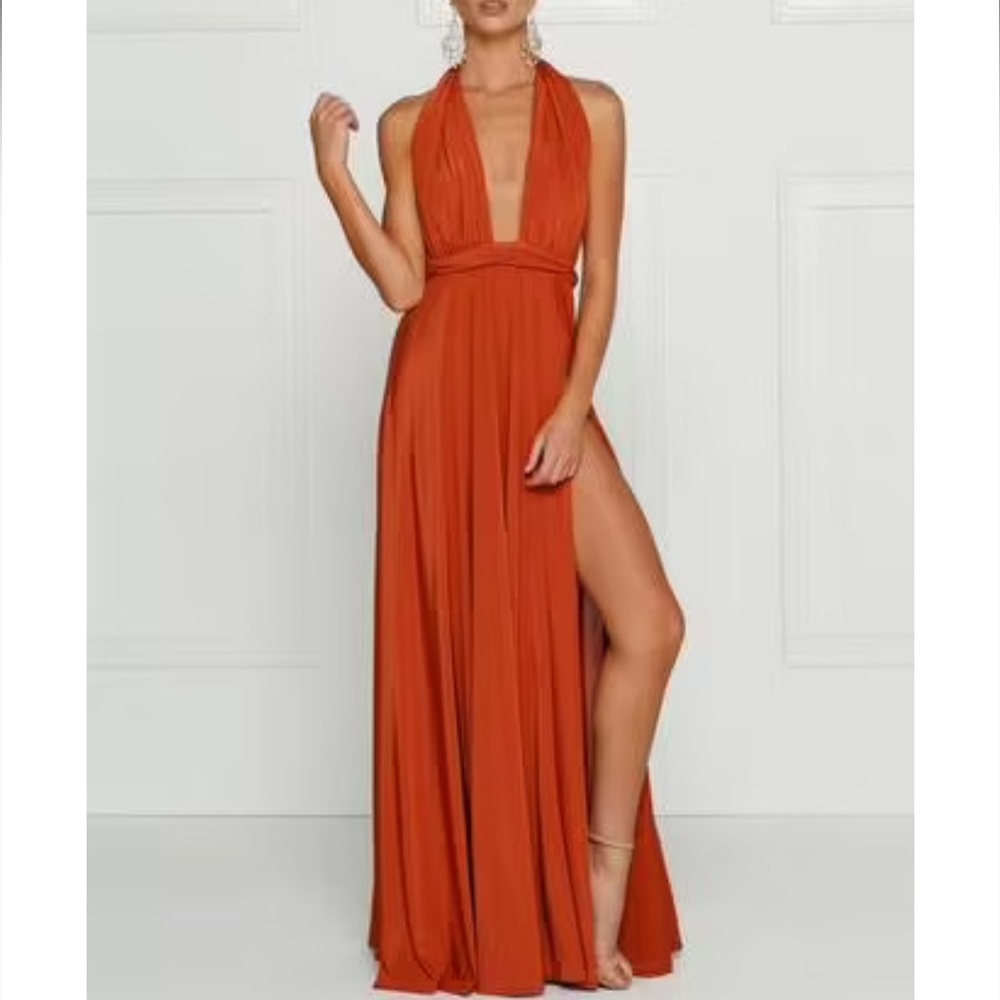 Alamour The Label- Elegant Orange Evening Gown
